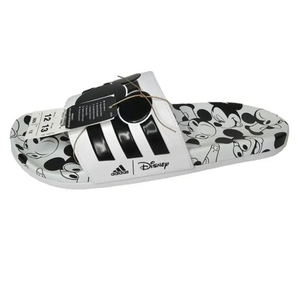 NWT Adidas Slides Mens Size 12 Disney Mickey Mouse Adilette Comfort Black White - Picture 5 of 15